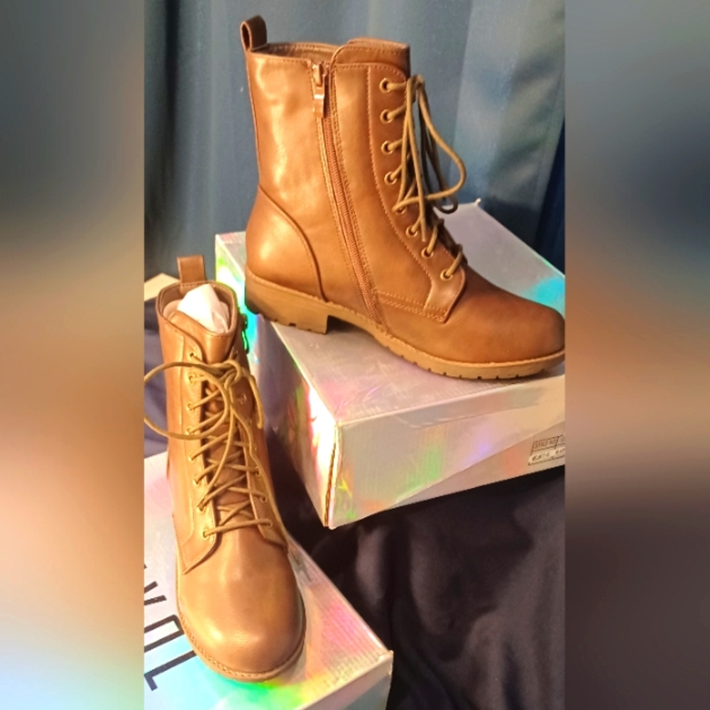 Elegant Tan Lace-Up Boots for Women